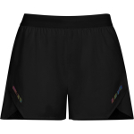 Pantaloncini da running in poliestere traspirante da donna 110 g/m² Roly Direct Stratos color nero prima vista d'uso