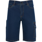 Bermuda in denim di cotone unisex con tasche multiuso 370 g/m² Roly color blu alice seconda vista
