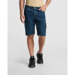 Bermuda in denim di cotone unisex con tasche multiuso 370 g/m² Roly color blu alice prima vista d'uso