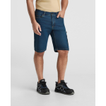 Bermuda in denim di cotone unisex con tasche multiuso 370 g/m² Roly color blu alice terza vista d'uso