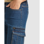 Bermuda in denim di cotone unisex con tasche multiuso 370 g/m² Roly color blu alice vista dettaglio 5