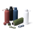 Borraccia termica in acciaio inox riciclato con maniglia in silicone morbido 500 ml color bianco vista dettaglio 3