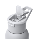 Borraccia termica in acciaio inox riciclato con cannuccia 500 ml color grigio vista dettaglio 1