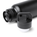 Borraccia termica in acciaio inox riciclato con tappo a pulsante 750ml color nero vista dettaglio 2