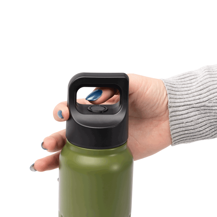 Borraccia in acciaio inox riciclato con tappo a apertura con pulsante 500ml color bianco