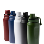 Borraccia in acciaio inox riciclato con tappo traslucido e maniglia 600 ml color bianco vista dettaglio 1