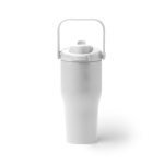 Bottiglia termica in acciaio inox riciclato con apertura a pulsante 550 ml color bianco seconda vista