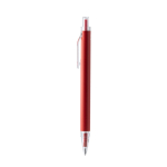 Penna in alluminio riciclato opaco con clip trasparente, inchiostro blu color rosso seconda vista