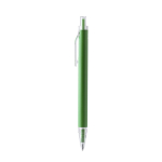 Penna in alluminio riciclato opaco con clip trasparente, inchiostro blu color verde seconda vista