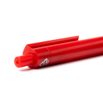 Penna a sfera in plastica riciclata con clip e pulsante coordinati, inchiostro blu color rosso vista dettaglio 2