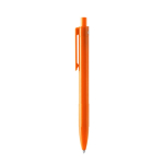 Penna a sfera in plastica riciclata con clip e pulsante coordinati, inchiostro blu color arancione seconda vista