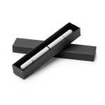 Penna a corpo metallico 2 in 1 con punta infinita e inchiostro blu color bianco prima vista d'uso
