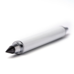 Penna a corpo metallico 2 in 1 con punta infinita e inchiostro blu color bianco vista dettaglio 1