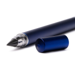 Penna 2 in 1 con finitura metallizzata, matita infinita e inchiostro blu color blu reale vista dettaglio 1