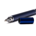 Penna 2 in 1 con finitura metallizzata, matita infinita e inchiostro blu color blu reale vista dettaglio 2