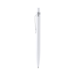 Penna a sfera in alluminio riciclato con dettagli traslucidi, inchiostro blu color bianco seconda vista