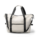 Borsa multifunzione in cotone riciclato con tracolla color beige seconda vista