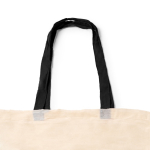 Borsa in cotone 100% con manici lunghi colorati 140 g/m² color nero vista dettaglio 2