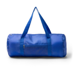 Borsa sportiva pieghevole in plastica riciclata con cerniera color blu reale prima vista d'uso