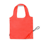 Borsa della spesa pieghevole in plastica riciclata con cordoncino regolabile color rosso seconda vista