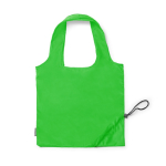 Borsa della spesa pieghevole in plastica riciclata con cordoncino regolabile color verde seconda vista