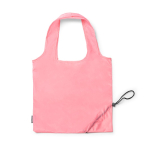 Borsa della spesa pieghevole in plastica riciclata con cordoncino regolabile color rosa seconda vista
