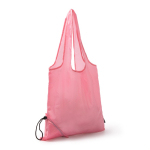 Borsa della spesa pieghevole in plastica riciclata con cordoncino regolabile color rosa prima vista d'uso