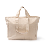 Borsa in cotone riciclato con zip e tasche 420 g/m2 color naturale seconda vista
