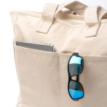 Borsa in cotone riciclato con zip e tasche 420 g/m2 color naturale vista dettaglio 1
