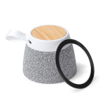 Altoparlante wireless con corpo in bambù e supporto magnetico 5W color grigio chiaro prima vista d'uso