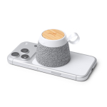 Altoparlante wireless con corpo in bambù e supporto magnetico 5W color grigio chiaro vista dettaglio 1