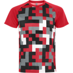 T-shirt tecnica unisex in poliestere manica raglan 150 g/m² Roly Direct Ventor color rosso prima vista d'uso