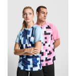 T-shirt tecnica unisex in poliestere manica raglan 150 g/m² Roly Direct Ventor color rosa pastello vista dettaglio 4
