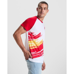 T-shirt selezioni manica corta effetto cotone 190 g/m2 Roly Direct Forza color rosso vista dettaglio 3