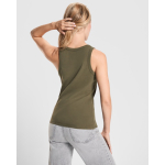 Canotta donna a costina 270 g/m² Roly Direct Dribe color verde militare vista dettaglio 2