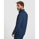 Camicia in denim di cotone con tessuto stretch 210g/m² Roly Direct Lujan color blu alice vista dettaglio 1