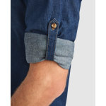 Camicia in denim di cotone con tessuto stretch 210g/m² Roly Direct Lujan color blu alice vista dettaglio 3