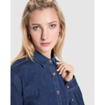 Camicia in denim di cotone da donna a manica lunga 210 g/m² Roly Direct Lujan color blu alice vista dettaglio 2