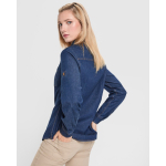 Camicia in denim di cotone da donna a manica lunga 210 g/m² Roly Direct Lujan color blu alice vista dettaglio 4
