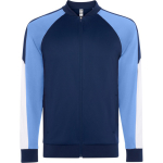 Giacca sportiva unisex in poliestere con zip 210 g/m² Roly Direct Gladius color azzurro prima vista d'uso