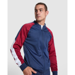 Giacca sportiva unisex in poliestere con zip 210 g/m² Roly Direct Gladius color granata prima vista d'uso