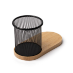 Portapenne multifunzione con ricarica wireless 15W e bambù color naturale prima vista d'uso