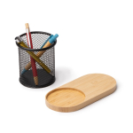 Portapenne multifunzione con ricarica wireless 15W e bambù color naturale vista dettaglio 2