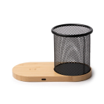 Portapenne multifunzione con ricarica wireless 15W e bambù color naturale vista dettaglio 3