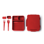 Portapranzo in plastica antigoccia con scomparti e posate 1L color rosso seconda vista