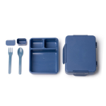 Portapranzo in plastica antigoccia con scomparti e posate 1L color blu mare seconda vista