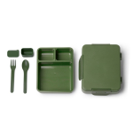 Portapranzo in plastica antigoccia con scomparti e posate 1L color verde scuro seconda vista