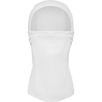 Maschera protettiva traspirante unisex in tessuto elastico color bianco prima vista d'uso