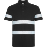 Polo unisex a manica corta ad alta visibilità 220 g/m2 Roly Foran color nero prima vista d'uso