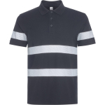 Polo unisex a manica corta ad alta visibilità 220 g/m2 Roly Foran color nero prima vista d'uso